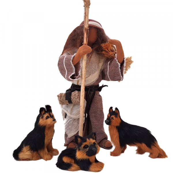 Schaf handgenäht mit zwei Lämmern - kleingelocktes Fell